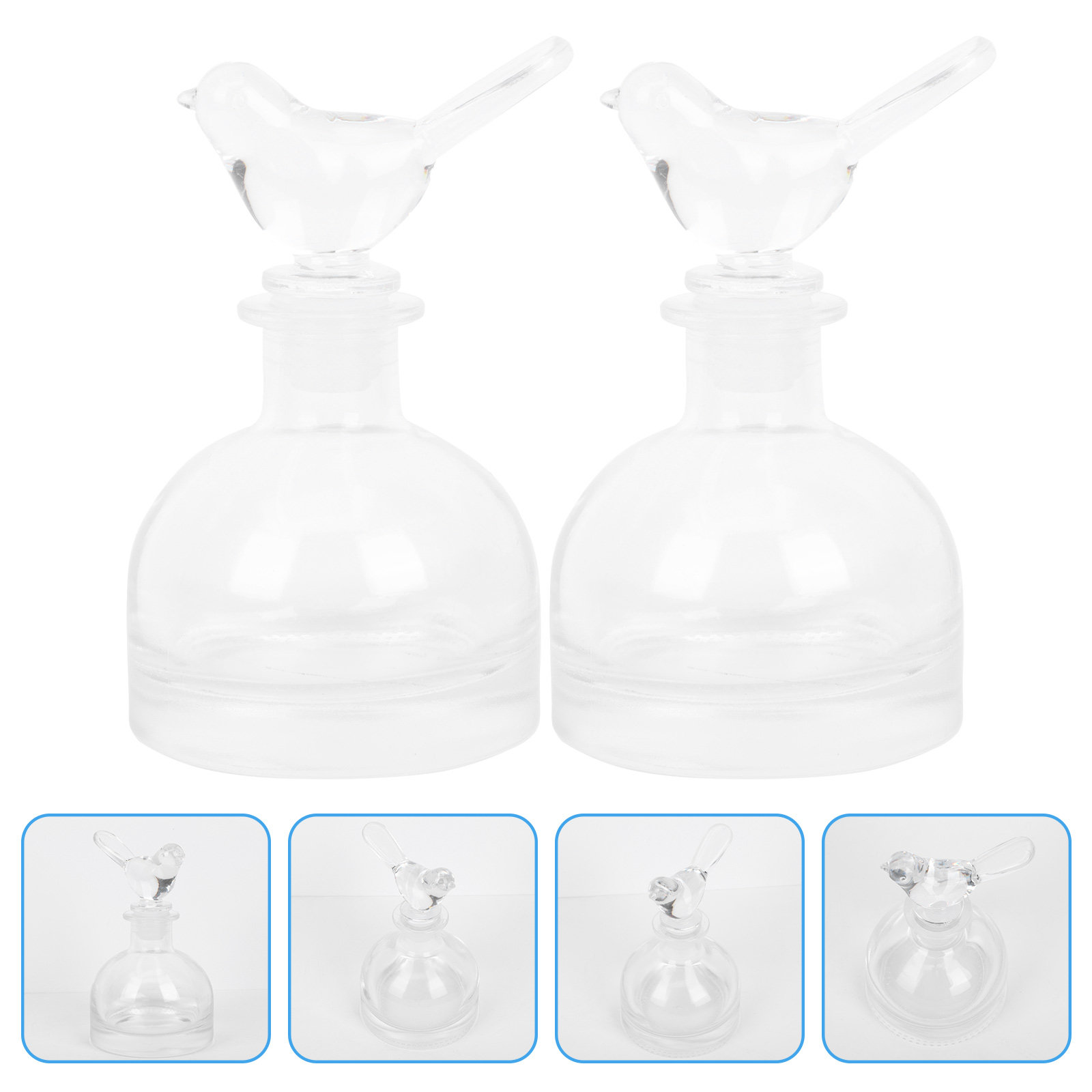 Home Decor Glass - 2Pcs Glass Perfume Bottles Premium Clear