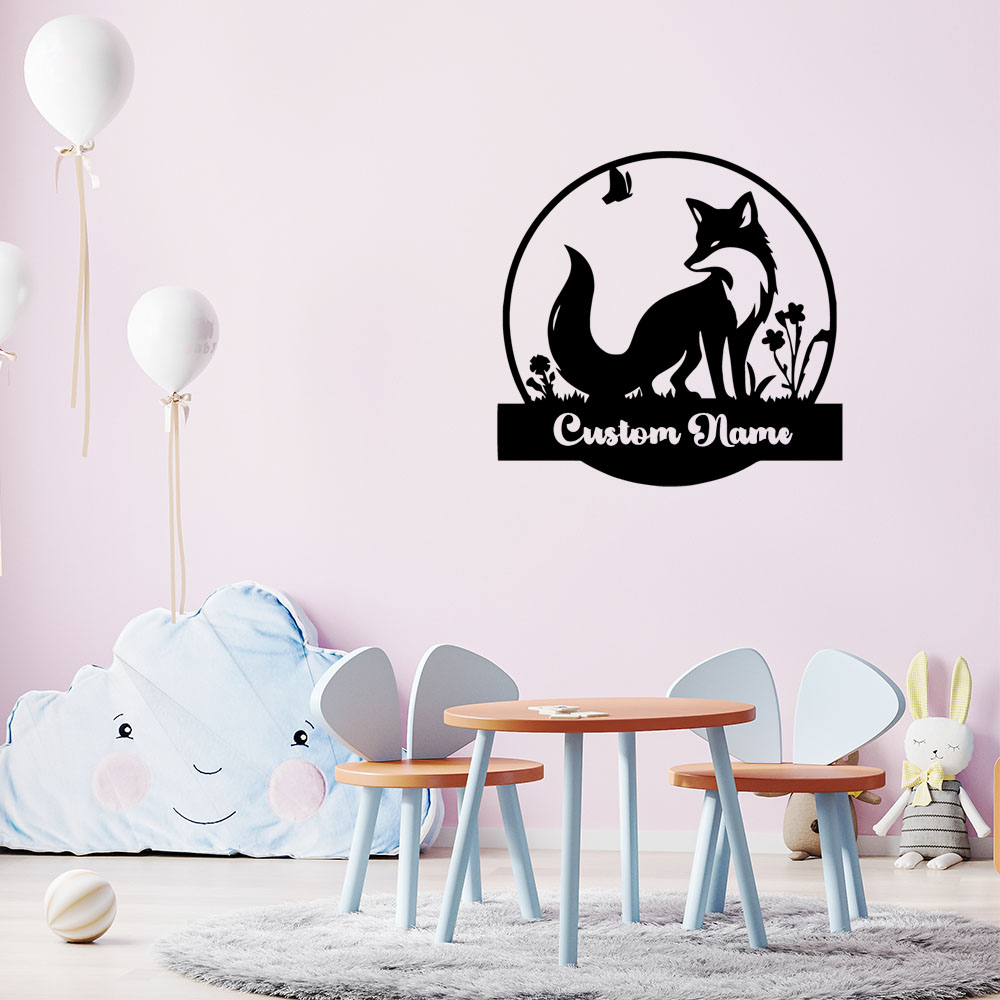 Home Decor Wall Stickers - 1PC Fashion Fox Customizable Name Vinyl