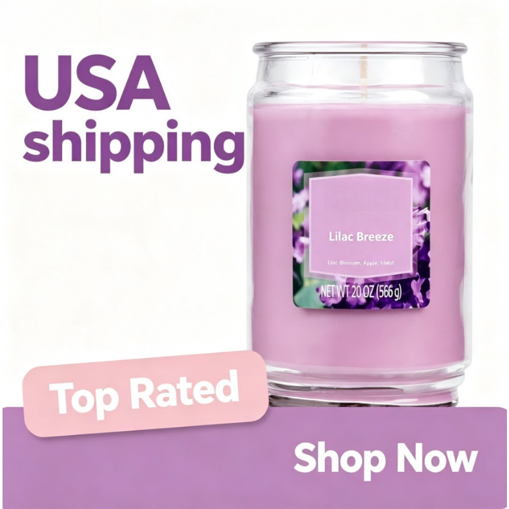 Home Decor Glass - Large Glass Jar Candle Lilac Scented