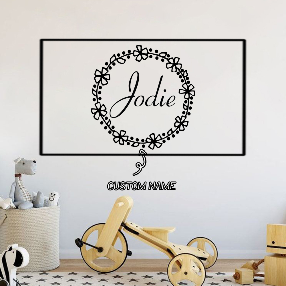 Home Decor Wall Stickers - 1PC Lovely Wreath Custom Text Home