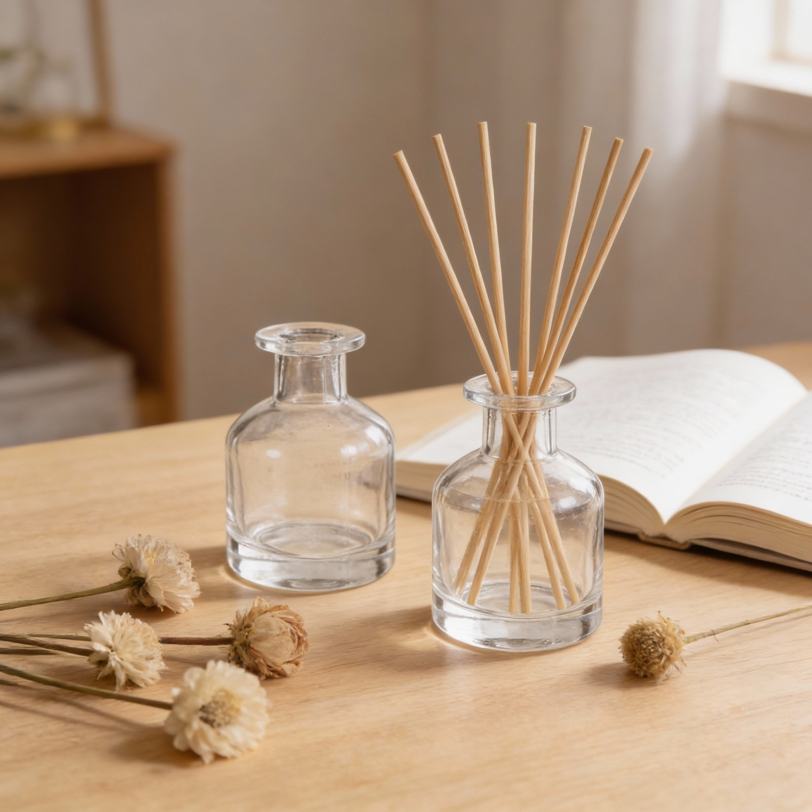 Home Decor Glass - 2Pcs Glass Diffuser Bottles Cylindrical Design
