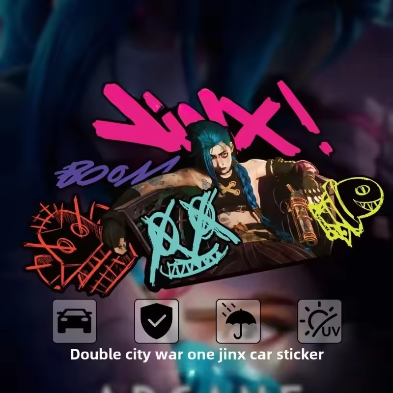 Home Decor Glass - Arcane Jinx Graffiti Reflective Car Sticker