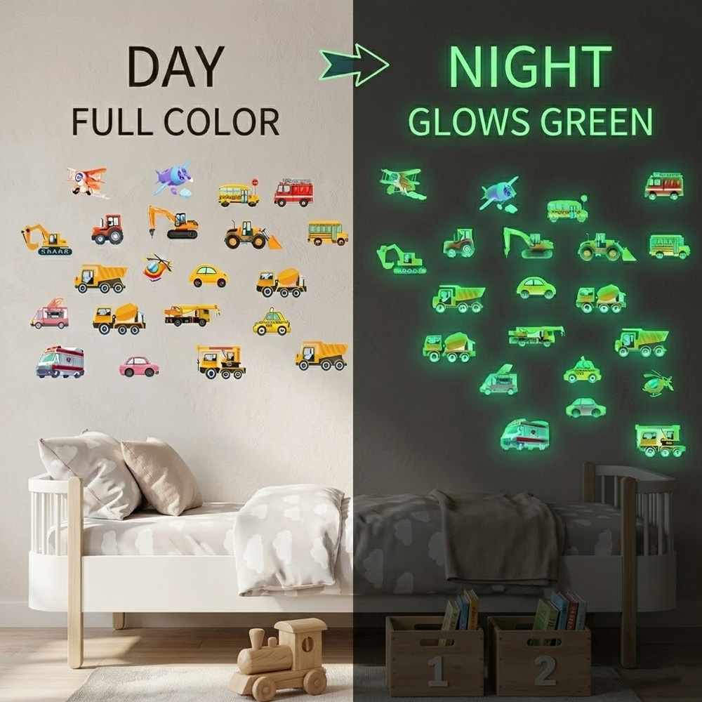Home Decor Wall Stickers - Luminous Car Wall Sticker 21Pcs Set