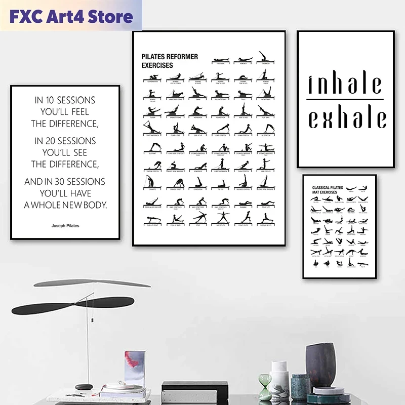 Home Decor Yoga - Frameless Pilates Workout Chart Poster Canvas
