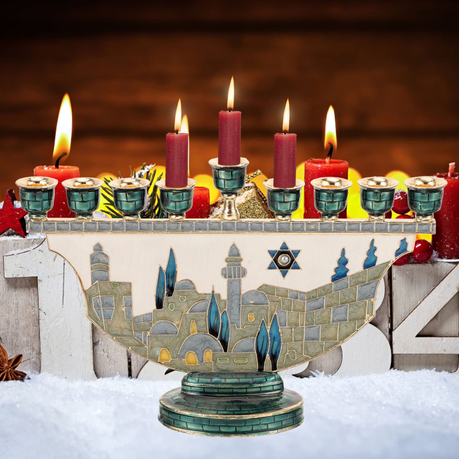 Home Decor You - Jerusalem Menorah Hanukkah Candle Holder 9