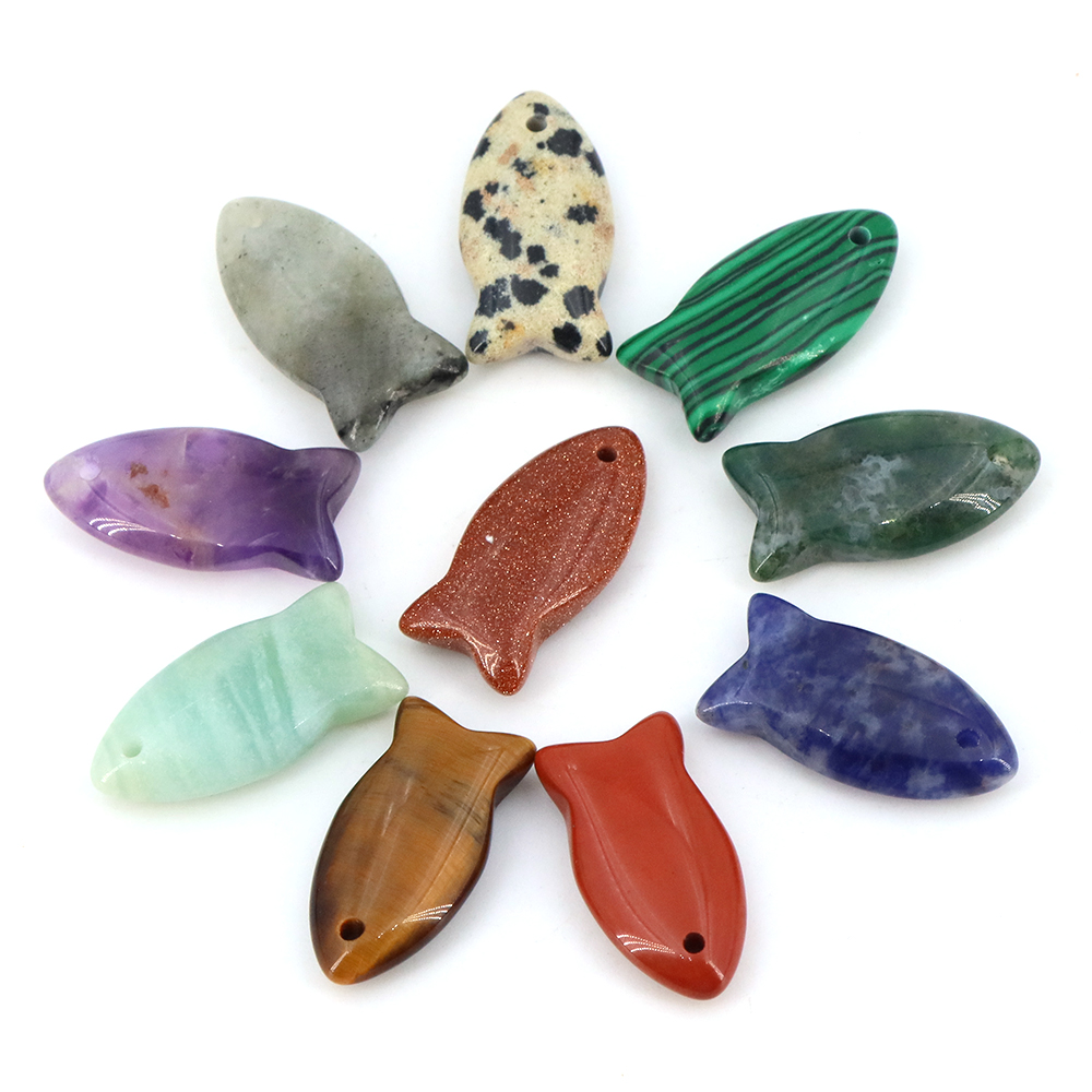 Home Decor Glass - Cute Fish Beads Natural Stone Hand