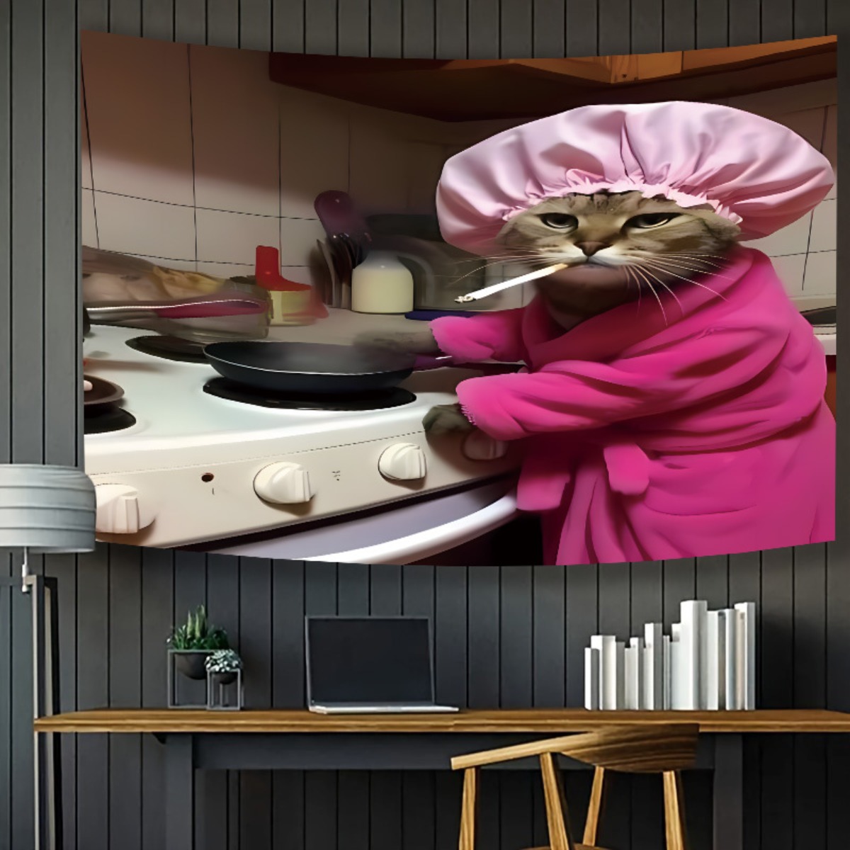 Cat Chef Pink Robe Wall Tapest - đánh giá và giá Home Decor Minimalist Style