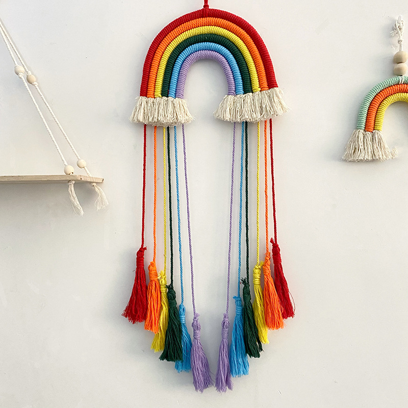 Cotton Rope Woven Rainbow Hang - đánh giá và giá Macrame Wall Hanging