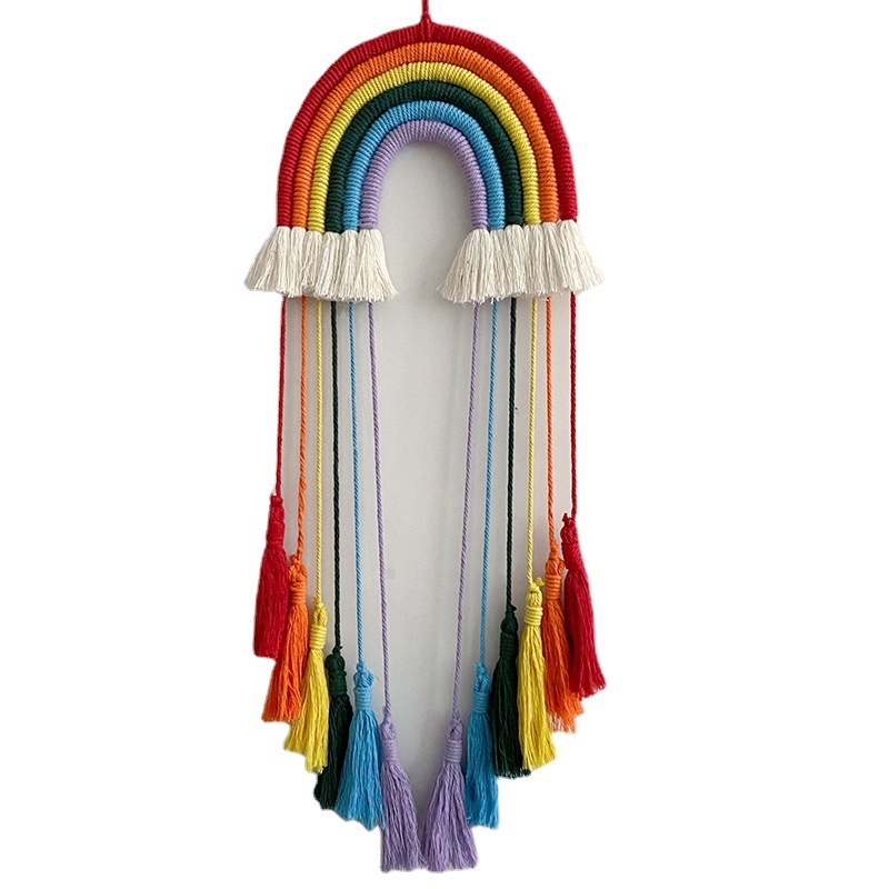 Cotton Rope Woven Rainbow Hang - đánh giá và giá Macrame Wall Hanging