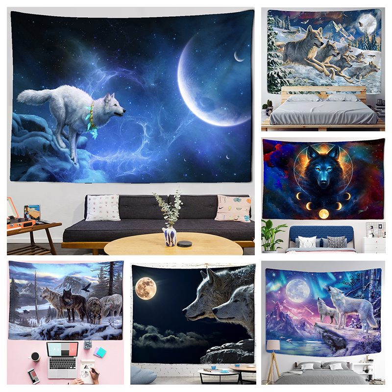 Fantasy wolf tapestry wall han - đánh giá và giá Home Decor Yoga