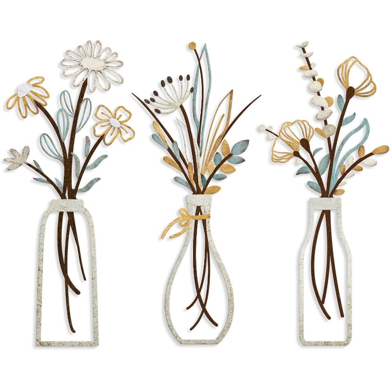 3pcs Metal Flowers Wall Decora - đánh giá và giá Home Decor Minimalist Style