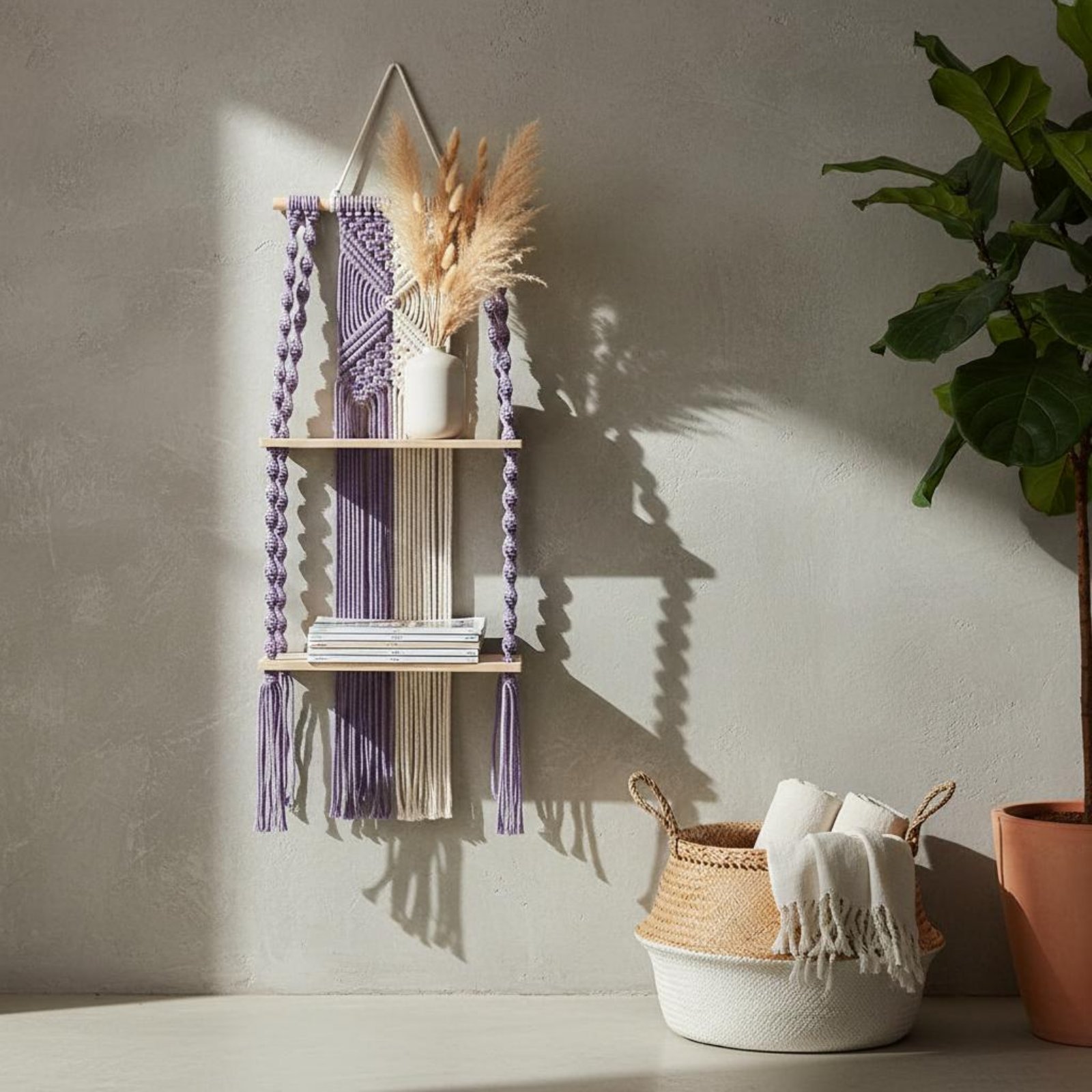 Boho Wall Hanging Shelf Handma - đánh giá và giá Macrame Wall Hanging